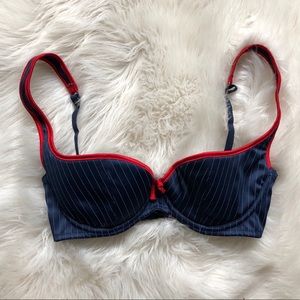 Agent Provocateur Red & Blue Pinstripe Bikini Top